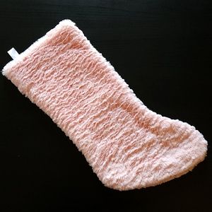 Soft Fuzzy Baby Pink Hanging Christmas Stocking